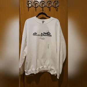 New With Tags XXXL White NAPLES Florida Crewneck Sweatshirt Dolphins Palm Trees